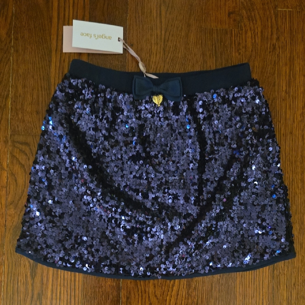 Sparkling Navy Sequin Skirt for Kids